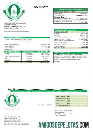 Declaração de hipoteca do Banco Islami de Bangladesh Scr baixar para verificação